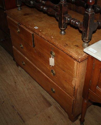 Antique four-drawer pine chest